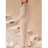 CUPSHE Womens Ribbed Knit Pajama Sets Long Sleeve Loungewear 2 Piece Soft and Comfy Lounge PJs Sets(B2-beige-2)