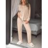 CUPSHE Womens Ribbed Knit Pajama Sets Long Sleeve Loungewear 2 Piece Soft and Comfy Lounge PJs Sets(B2-beige-2)