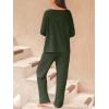 CUPSHE Womens Ribbed Knit Pajama Sets Long Sleeve Loungewear 2 Piece Soft and Comfy Lounge PJs Sets(B2-green-2)