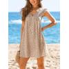 CUPSHE Womens Summer Dress V Neck Flutter Sleeve Casual Flowy High Waist Short Beach Mini Dress(Khaki)