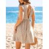 CUPSHE Womens Summer Dress V Neck Flutter Sleeve Casual Flowy High Waist Short Beach Mini Dress(Khaki)