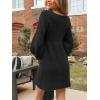 CUPSHE Women’s Sweater Dress V Neck Honeycomb Long Sleeve Textured Fall Casual Knit Pullover Dresses(Black)