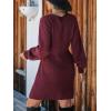 CUPSHE Women’s Sweater Dress V Neck Honeycomb Long Sleeve Textured Fall Casual Knit Pullover Dresses(Burgundy)