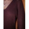 CUPSHE Women’s Sweater Dress V Neck Honeycomb Long Sleeve Textured Fall Casual Knit Pullover Dresses(Burgundy)