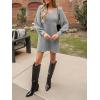 CUPSHE Women’s Sweater Dress V Neck Honeycomb Long Sleeve Textured Fall Casual Knit Pullover Dresses(Light Grey)