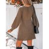 CUPSHE Womens Sweater Dress V Neck Long Sleeves Casual Fall Outfit Ribbed Knit Daily Warm Mini Dress(Brown)