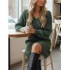 CUPSHE Womens Sweater Dress V Neck Long Sleeves Casual Fall Outfit Ribbed Knit Daily Warm Mini Dress(Green)