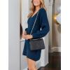 CUPSHE Womens Sweater Dress V Neck Long Sleeves Casual Fall Outfit Ribbed Knit Daily Warm Mini Dress(Navy Blue)