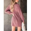 CUPSHE Womens Sweater Dress V Neck Long Sleeves Casual Fall Outfit Ribbed Knit Daily Warm Mini Dress(Pink)