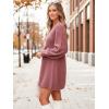 CUPSHE Womens Sweater Dress V Neck Long Sleeves Casual Fall Outfit Ribbed Knit Daily Warm Mini Dress(Pink)