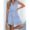 CUPSHE Women’s Tiered Ruffled Tie Neck Mini Dress Summer Dress Sleeveless A Line Dress Blue