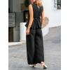 CUPSHE Womens Two Piece Sets Sleeveless Belted Peplum Top and Wide Leg Pants Elegant Work Office Business Casual Matching Set(Black)