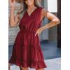CUPSHE Women’s V Neck Sleeveless Tiered Ruffled Tie Neck Short Dress A Line Mini Dress