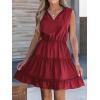 CUPSHE Women’s V Neck Sleeveless Tiered Ruffled Tie Neck Short Dress A Line Mini Dress