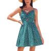 CUPSHE Mini Dresses for Women V Neck Floral Cutout Casual Sleeveless Short Smocked A Line Beach Summer Dress(Green Floral)