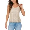 CUPSHE Women Sequin Tank Tops Sparkle Shimmer Sleeveless Cami Tops Going Out Camisole Shirts(Beige)
