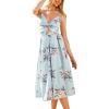 CUPSHE Womens Beach Midi Dress V Neck Floral Sleeveless Cutout Casual Vacation Summer Wedding Guest Dresses(Light Blue)