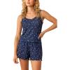 CUPSHE Women’s Floral Pajama Sets, 2 Piece Soft Scoop Neck Sleeveless Top with Shorts Lounge Sleepwear Set(Blue)