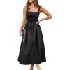 CUPSHE Women’s Party Dress Square Neck Casual Sleeveless Knit Pleated A Line Maxi Formal Dress(Black)