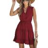 CUPSHE Women’s V Neck Sleeveless Tiered Ruffled Tie Neck Short Dress A Line Mini Dress