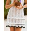CUPSHE Crochet Swimsuit Coverup for Women Hollow Out Sleeveless Bathing Suit Cover Up Dress Summer Beach Coverups(White)