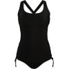 CUPSHE Women Maternity Swimsuit One Piece Crisscross Self Tie Back Strappy Side Square Neck Bathing Suit(Black)