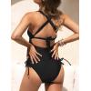 CUPSHE Women Maternity Swimsuit One Piece Crisscross Self Tie Back Strappy Side Square Neck Bathing Suit(Black)