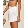 CUPSHE Women’s Casual Beach Shorts Cotton Elastic Waist Bathing Suit Cover Up Summer Shorts with Pockets(White)