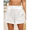 CUPSHE Women’s Casual Beach Shorts Cotton Elastic Waist Bathing Suit Cover Up Summer Shorts with Pockets(White)