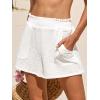 CUPSHE Women’s Casual Beach Shorts Cotton Elastic Waist Bathing Suit Cover Up Summer Shorts with Pockets(White)