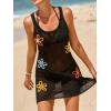 CUPSHE Women’s Crochet Beach Cover Up Sleeveless 3D Floral Summer Swimsuit Coverup Dress Vacation Resort Wear(Black)