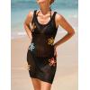 CUPSHE Women’s Crochet Beach Cover Up Sleeveless 3D Floral Summer Swimsuit Coverup Dress Vacation Resort Wear(Black)