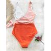 CUPSHE Women’s One Piece Swimsuit Bathing Suit High Neck Scalloped Cutout Crisscross Back(Orangewhite)