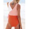 CUPSHE Women’s One Piece Swimsuit Bathing Suit High Neck Scalloped Cutout Crisscross Back(Orangewhite)