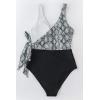CUPSHE Women’s One Piece Swimsuit Bathing Suit High Neck Scalloped Cutout Crisscross Back(Snakeskin)