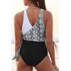 CUPSHE Women’s One Piece Swimsuit Bathing Suit High Neck Scalloped Cutout Crisscross Back(Snakeskin)