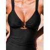 CUPSHE Women’s One Piece Swimsuit Ruched Tummy Control Bathing Suit U Wire Cutout Adjustable Straps(Black)