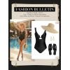 CUPSHE Women’s One Piece Swimsuit Ruched Tummy Control Bathing Suit U Wire Cutout Adjustable Straps(Black)