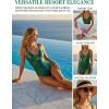 CUPSHE Women’s One Piece Swimsuit Ruched Tummy Control Bathing Suit U Wire Cutout Adjustable Straps(Satin Green)