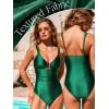 CUPSHE Women’s One Piece Swimsuit Ruched Tummy Control Bathing Suit U Wire Cutout Adjustable Straps(Satin Green)