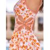 CUPSHE Women’s One Piece Swim Dress V Neck Swimsuit Color Block Skirt Cutout Adjustable Straps Bathing Suit(Orange/Red Floral)