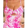CUPSHE Women’s One Piece Swimsuit Scalloped V Neck Tummy Control Bathing Suit Cutout Adjustable Straps(Pink Tropical)