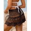 CUPSHE Women Crochet Coverup Skirt Drawstring Knit Mini Skirt Coverup for Swimwear(Coffee)