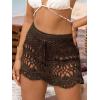 CUPSHE Women Crochet Coverup Skirt Drawstring Knit Mini Skirt Coverup for Swimwear(Coffee)