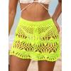 CUPSHE Women Crochet Coverup Skirt Drawstring Knit Mini Skirt Coverup for Swimwear(Fluorescent Yellow)