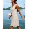 CUPSHE Crochet Swimsuit Coverup for Women Sleeveless Knit Mini Beach Cover Up Dresses for Swimwear(Beige)