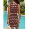 CUPSHE Women Swimsuit Cover Ups Crochet Sleeveless Mini Beach Coverup Dress(B-brown Wave)
