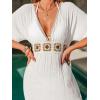 CUPSHE Women Swimsuit Coverup Deep V Neck Half Sleeve Maxi Coverup Dress(White)