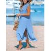 CUPSHE Women’s Swimsuit Coverup Casual Sleeveless Side Split Long Cardigans V Neck Midi Beach Dress(Blue)