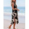 CUPSHE Women’s Swimsuit Coverup Casual Sleeveless Side Split Long Cardigans V Neck Midi Beach Dress(Brown Leaf)